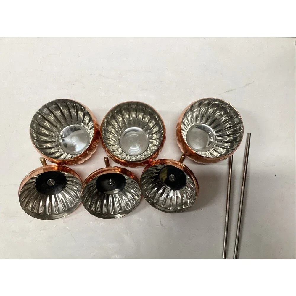 pier one copper-plated pumpkin tumblers w/lids metal straws set of 3